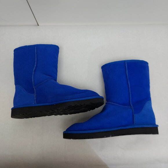 UGG Boot Classic Short Women's 8 Sheepskin Suede Leather Sherpa Lining Blue 5825 - Picture 7 of 12